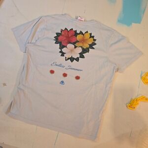 Kappa Men‎ L T-shirt White Floral Design Endless Summer Retrosportswear, 21x26